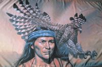 Indianer mit Adler Fahne / Flagge 90x150 cm