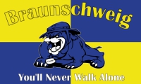 Braunschweig Fahne 90x150 cm You'll Never Work Alone (Bulldogge)
