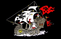 Piratenschiff schwarz Fahne / Flagge 90x150 cm Motiv 2