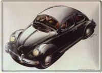 VW Käfer schwarz Blechpostkarte 10 x 14 cm