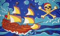 Piratenschiff Fahne / Flagge 90x150 cm Motiv 3