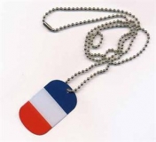 Frankreich Dog Tag 3x5 cm (70 cm Kugelkette)