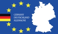 Europa mit Deutschland Karte Fahne / Flagge 90x150cm 3 Sprachen