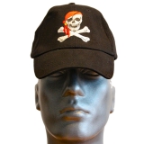 Pirat mit Kopftuch Baseball Cap Schwarz