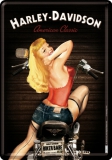 Harley-Davidson Biker Babe Blechpostkarte 10 x 14 cm