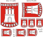 Hamburg Wappen Aufkleber Set (8-teilig)