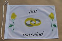 Just Married Fahne / Flagge 27x40 cm