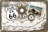 Route 66 Karte Blechschild 20 x 30 cm