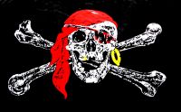 Totenkopf Piraten Fahne / Flagge mit Kopftuch 90x150 cm (Nr.2)