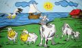 Kühe und Schafe an der Küste Fahne / Flagge 90x150 cm Motiv 2