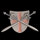 Kreuzritter mit 2 Schwertern Schild Pin ca. 55x35 mm