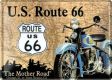 Route 66 Motorrad Blechpostkarte 10 x14 cm
