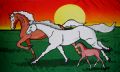 Pferde mit Fohlen Fahne / Flagge 90x150 cm